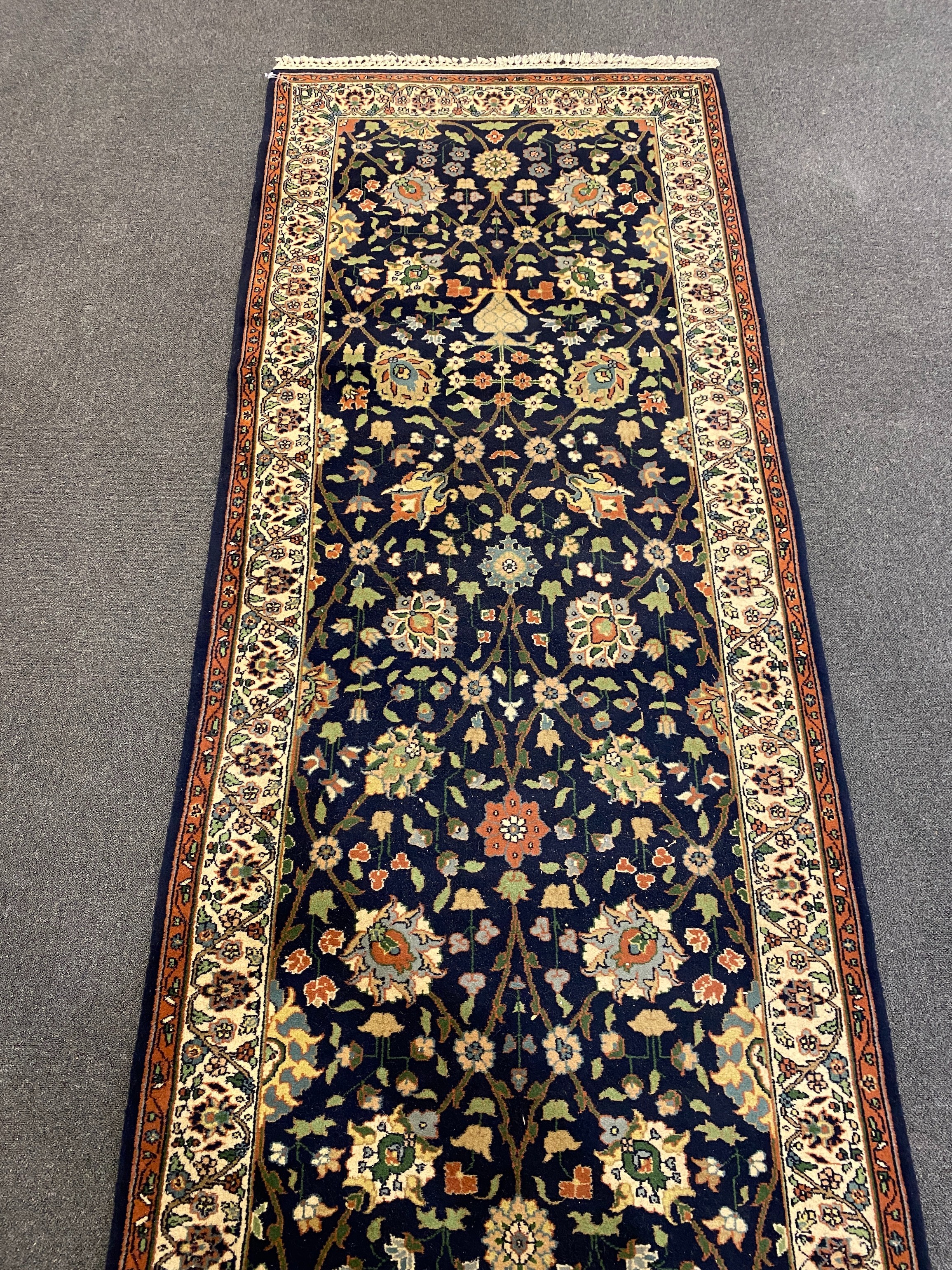 A Bijar blue ground runner, 464cm x 100cm